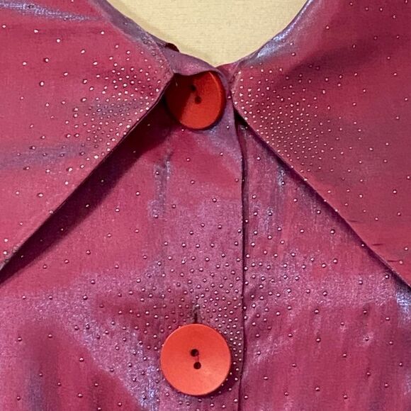 Damee Inc 3-button Blazer Jacket Short Sleeve Iridescent Purple Silver Size S - Picture 2 of 9